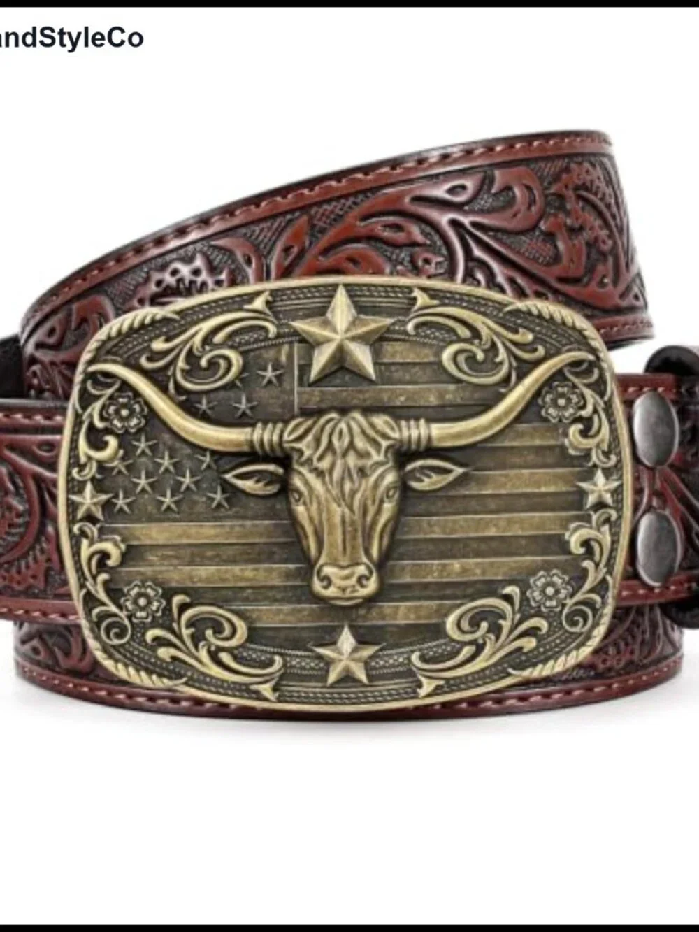 Western Cowboy Belt Embossed Split Leather Adjustable Rodeo
